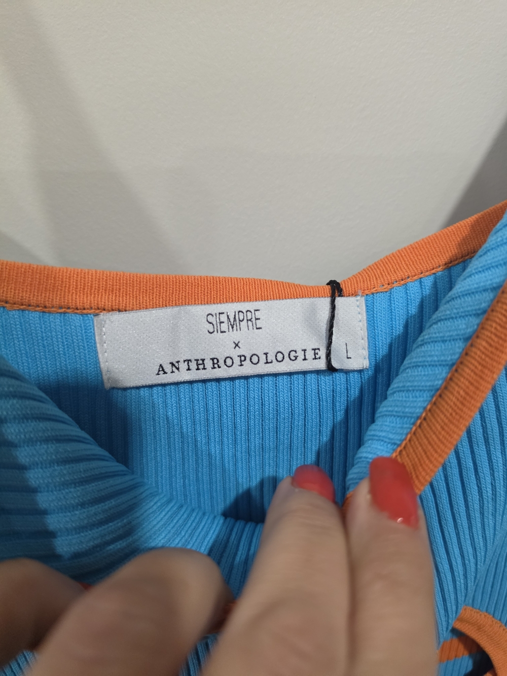 Anthro x Siempre Knit Contrast Midi Dress L NWT - Picture 5 of 9
